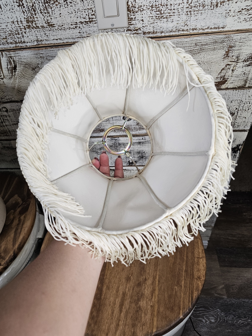 Vintage Beige Floral Fringe Lamp Shade - Picture 4 of 13